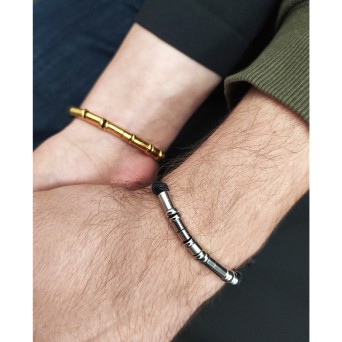 Jt Unisex Μαύρο Βραχιόλι Μυστικό Μήνυμα σε Μορς Κώδικα Ατσάλι