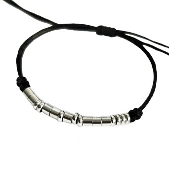 Jt Unisex Μαύρο Βραχιόλι Μυστικό Μήνυμα σε Μορς Κώδικα Ατσάλι