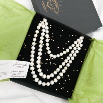 Jt Μακρύ κολιέ φυσικά μαργαριτάρια γλυκού νερού με κόμπους