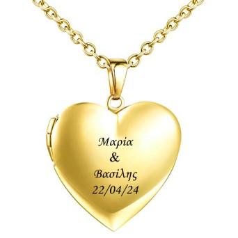 Jt Προσωποποιημένο κολιέ μεγάλη καρδιά για φωτογραφία ατσάλι