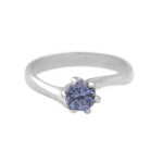 Cr Ασημένιο μονόπετρο δαχτυλίδι με μπλε ζιργκόν 5mm
