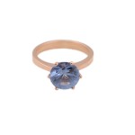 Cr Μονόπετρο δαχτυλίδι με ροζ χρυσό ασήμι και μπλε ζιργκόν 8mm