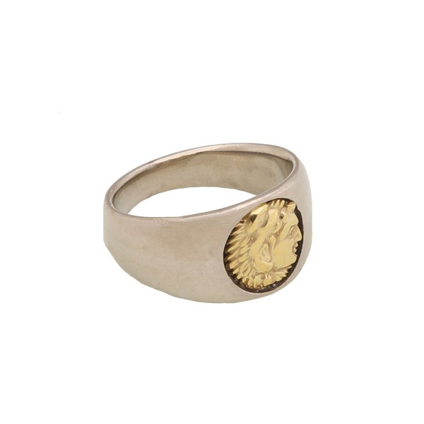 Jt Ανδρικό δαχτυλίδι με χρυσή κεφαλή Μέγας Αλέξανδρος