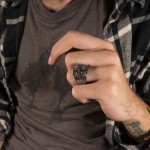 SL Εντυπωσιακό Ατσάλινο Ανδρικό δαχτυλίδι Σφραγίδα Πυξίδα