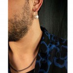 Jt Ασημένια unisex σκουλαρίκια πέρλες λευκές σε γάντζο