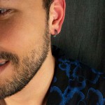 On Ασημένια unisex σκουλαρίκια μαύρα νότα - κλειδί του Σολ 