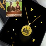 Jt Ατσάλινο κολιέ φλουρί με χάραξη δικό σου σχέδιο/φωτογραφία