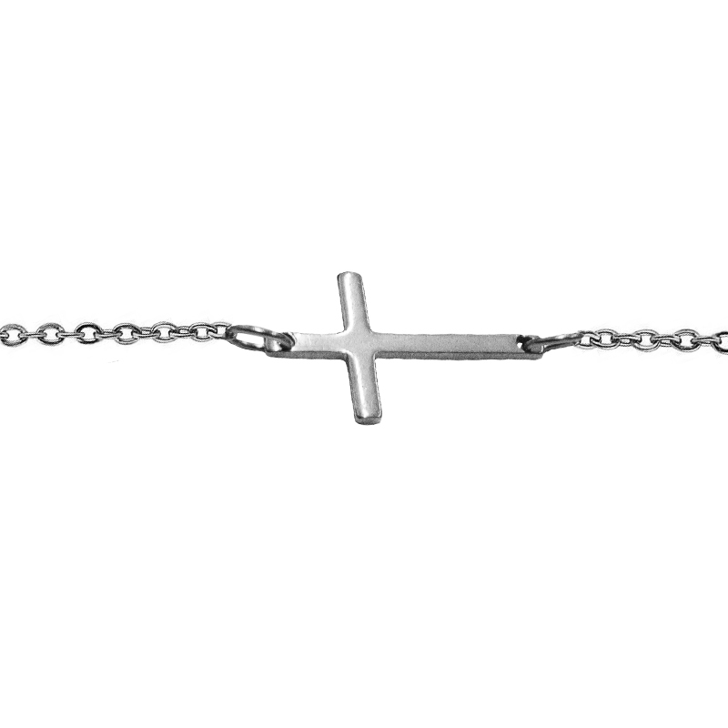 Jt Unisex ατσάλινο βραχιόλι σταυρός με αλυσίδα Ασημί