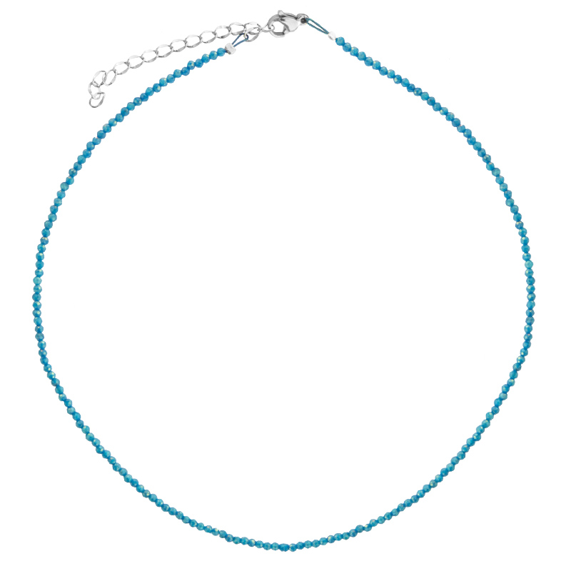 Jt Ατσάλινο κολιέ μικρές χρωματιστές ημιπολύτιμες πέτρες 2mm Γαλάζιο