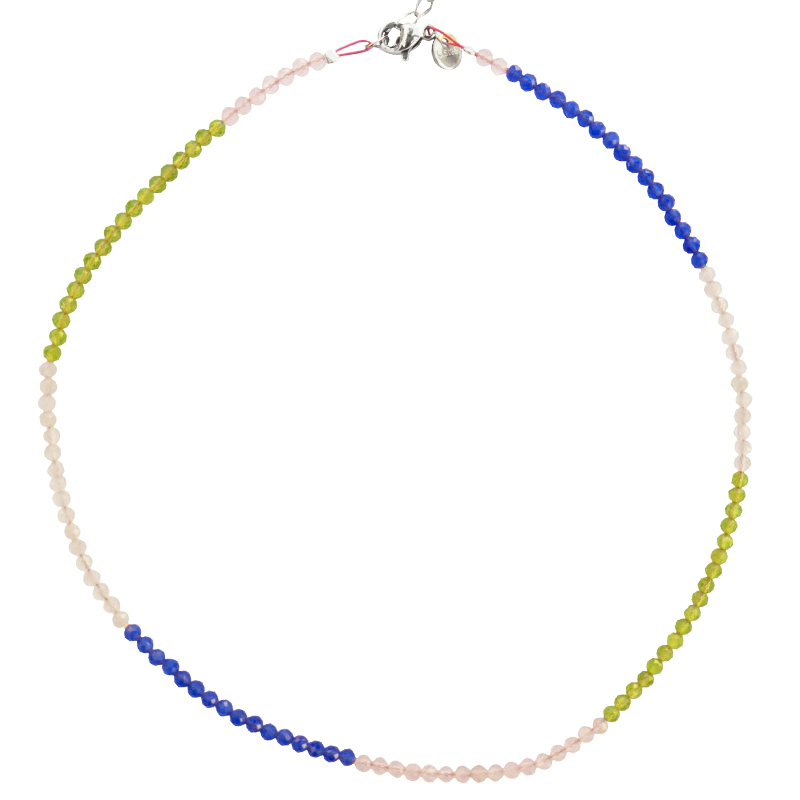 Jt Ατσάλινο κολιέ με χρωματιστές πέτρες μάτι γάτας 3mm Τέσσερα Χρώματα