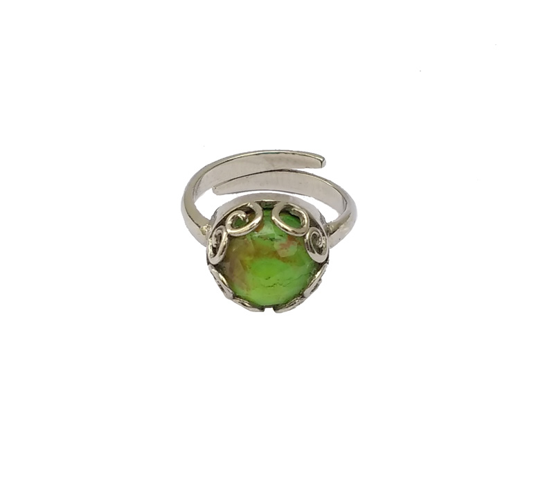 Aetoma Ασημένιο μονόπετρο δαχτυλίδι με πράσινο χαλαζία