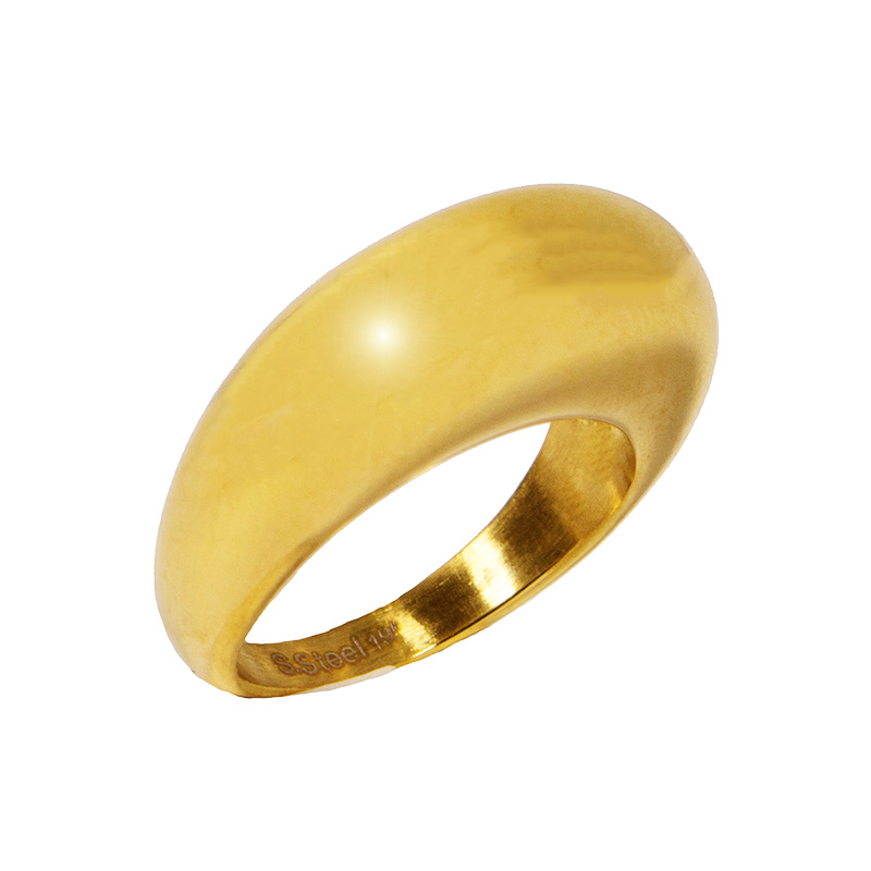 AD Εντυπωσιακό χρυσό δαχτυλίδι ατσάλινο λεπτός θόλος