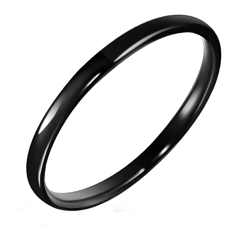 AD Unisex κλασικό σκέτο ατσάλινο δαχτυλίδι βέρα Μαύρο