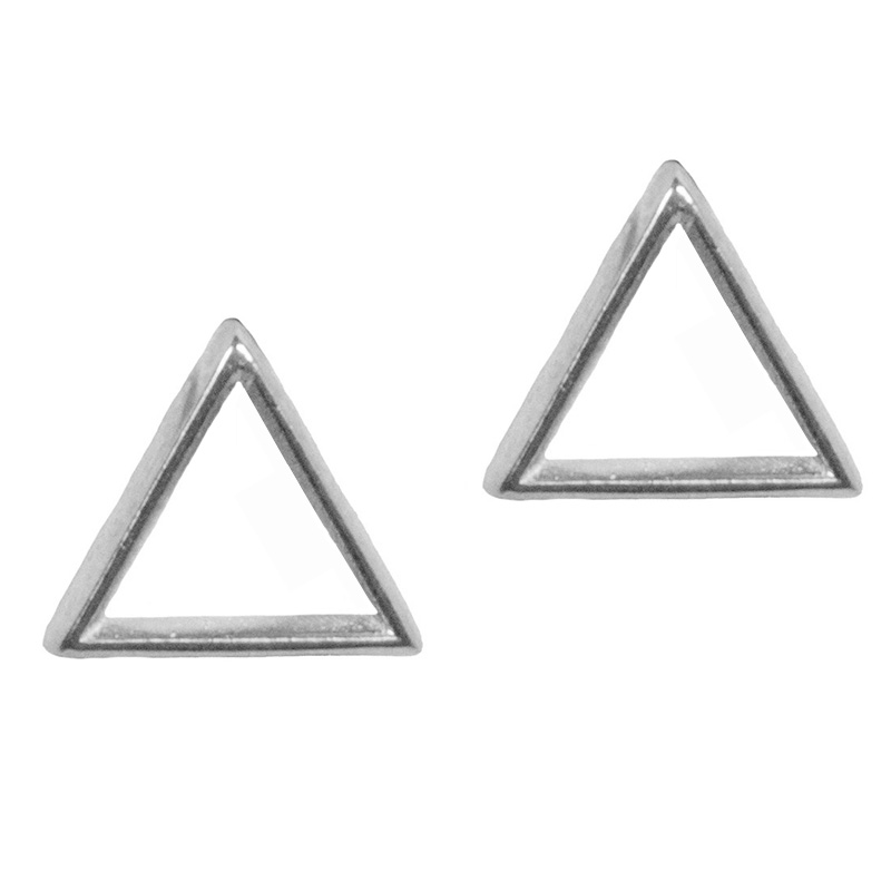 AD Ασημένια καρφωτά σκουλαρίκια τρίγωνο