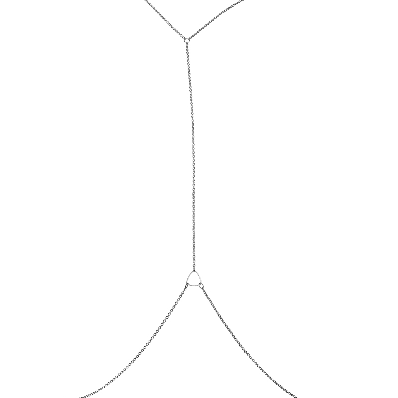 PL Μίνιμαλ ασημί ατσάλινη αλυσίδα σώματος με τρίγωνο One size