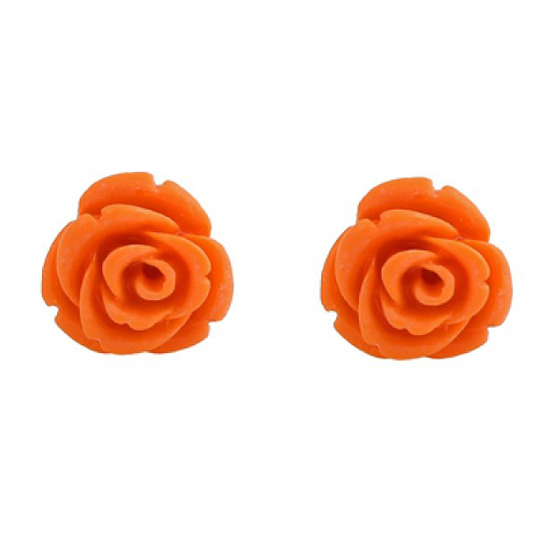Jt Ασημένια vintage σκουλαρίκια τριαντάφυλλα Κοραλί
