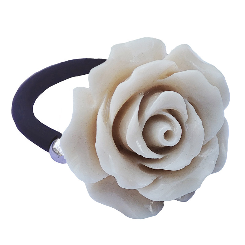 Jt Χειροποίητο ελαστικό δαχτυλίδι ανοιχτό τριαντάφυλλο 19mm Άσπρο