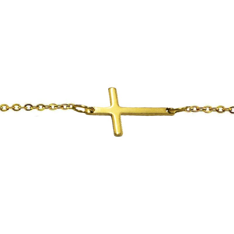 Jt Unisex χρυσό ατσάλινο βραχιόλι σταυρός με αλυσίδα Γυναικείο