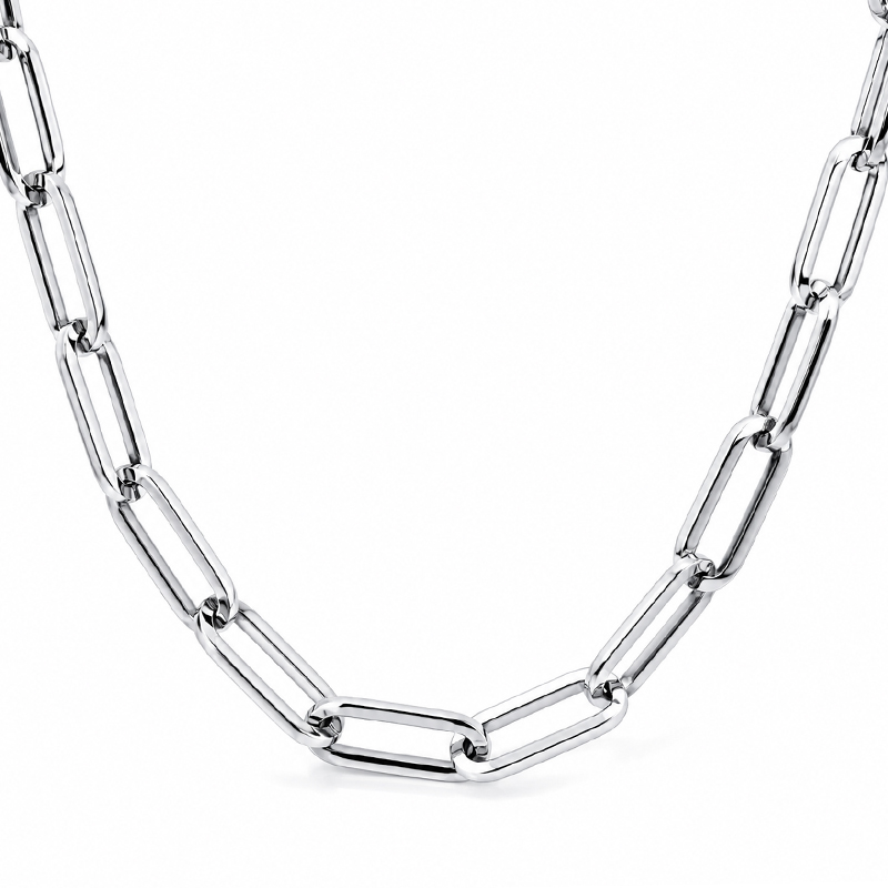 JT Unisex αλυσίδα λαιμού συνδετήρας ατσάλι παχιά Ασημί