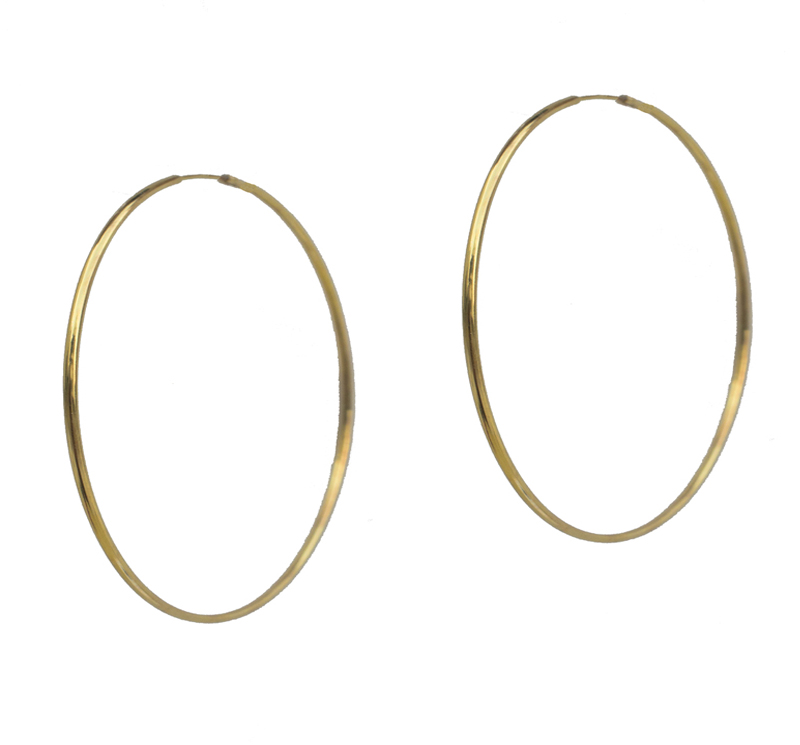 Jt Ασημένια σκουλαρίκια κρίκοι χρυσοί πολύ λεπτοί 6 cm 1433