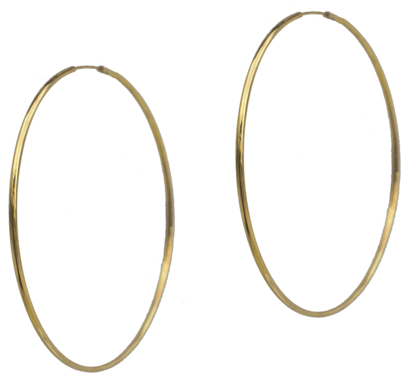 Jt Ασημένια σκουλαρίκια κρίκοι χρυσοί μεγάλοι πολύ λεπτοί 7cm 1428