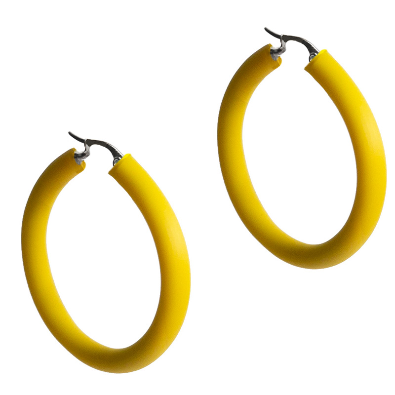 AD Ατσάλινα σκουλαρίκια κρίκοι κίτρινο ανοιχτο καουτσούκ Νο 1 - 38mm