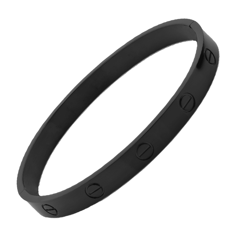 Jt Ανδρικό ατσάλινο βραχιόλι χειροπέδα βίδα 8mm Μαύρο