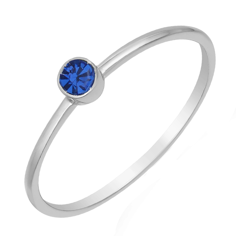 JT Χειροποίητο ασημένιο δαχτυλίδι μονόπετρο με ζιργκόν Μπλε σκούρο