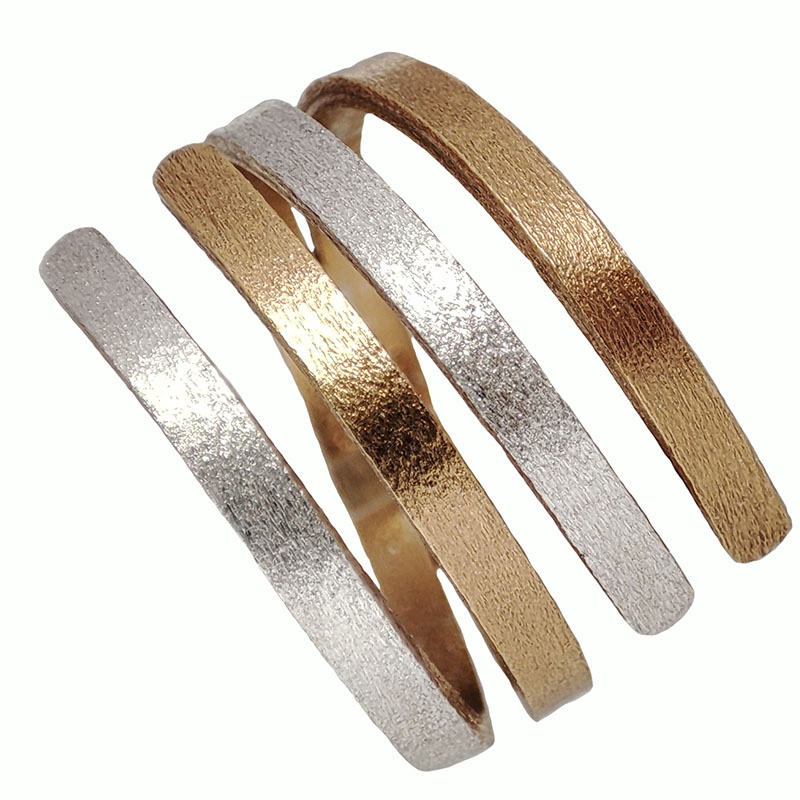 Stelios Ασημένιο σαγρέ δαχτυλίδι δίχρωμο ανοιχτό σπιράλ Ασημί & Χρυσό