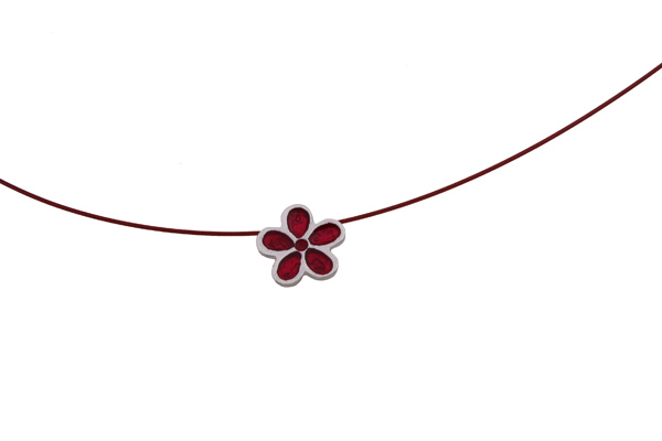Stelios Χειροποίητο ασημένιο κόκκινο λουλούδι