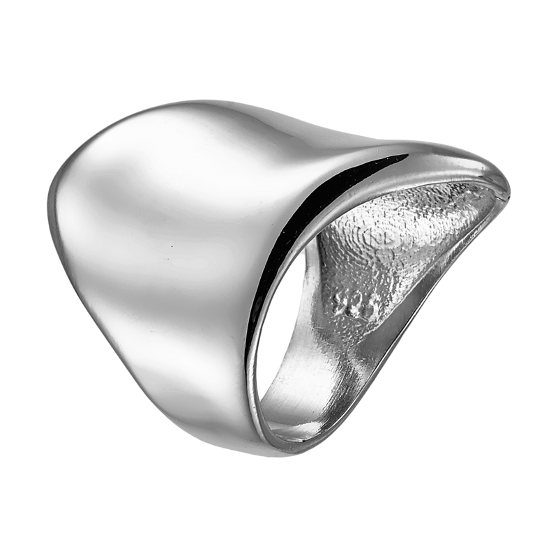 JT Χειροποίητο ασημένιο ανοιχτό δαχτυλίδι σωλήνας με καμπύλες Ασήμι επιπλατινωμένο